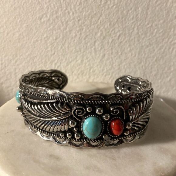 Cuff bangle bracelet silver tone unisex - Picture 1 of 6